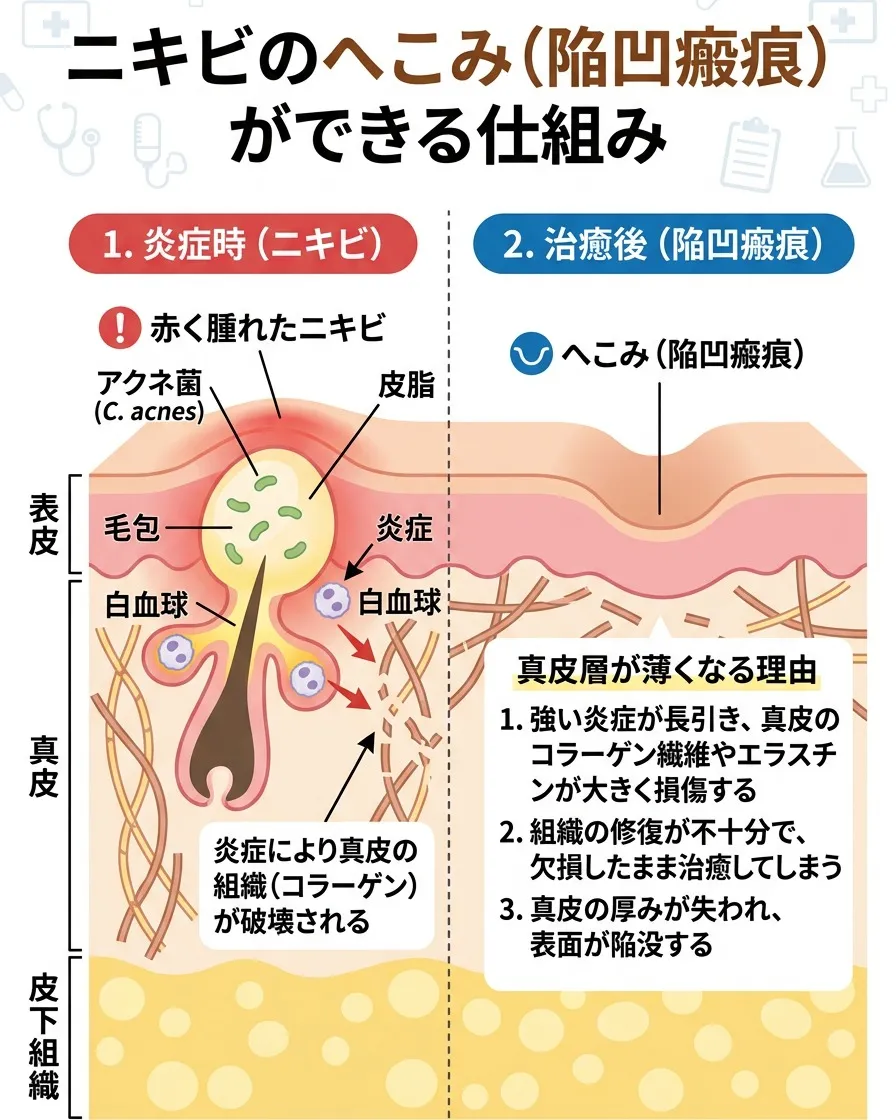 「なんでニキビ跡がクレーターになるの？」